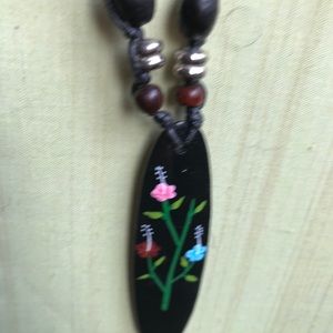 Wood Black Ovale Necklace